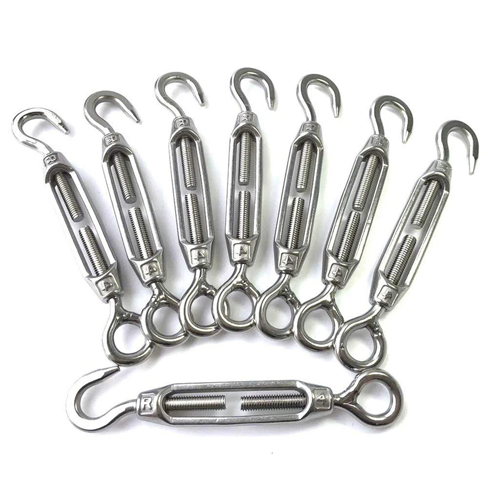 

8PCS Stainless Steel M4 Hook & Eye Turnbuckle Shade Sail Hardware Light Duty Wire Rope Tension Anti-Rust