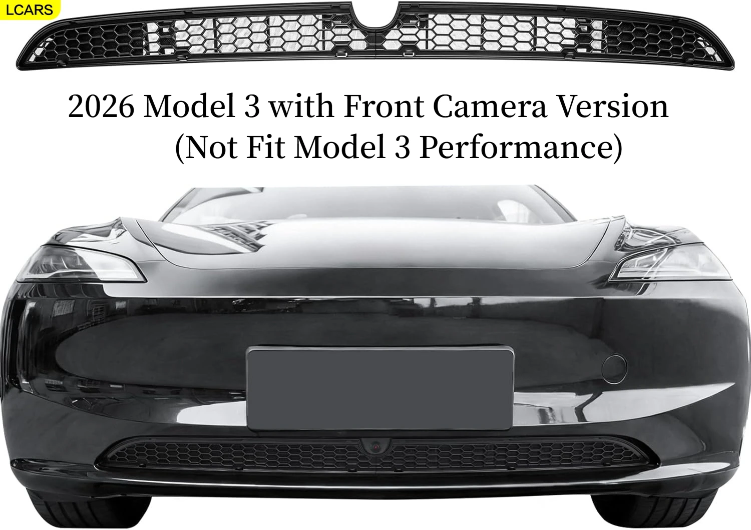 Grille Mesh Dust and Insect Protection Attachment for the 2026 Tesla Model 3 Highland Front Camera Version, Front Air Intake Vent Grille Cover Replacement Part, Suitable for Tesla Model 3 2026 Accessories (Not Applicable to Model 3 Performance Version)