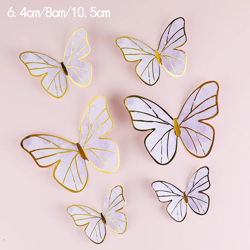8-teiliges Kuchenaufsatz-Set – Schmetterlinge & Blumen, Weißgold, Inkl. „Happy Birthday“ – Für 15–25 Cm Torten