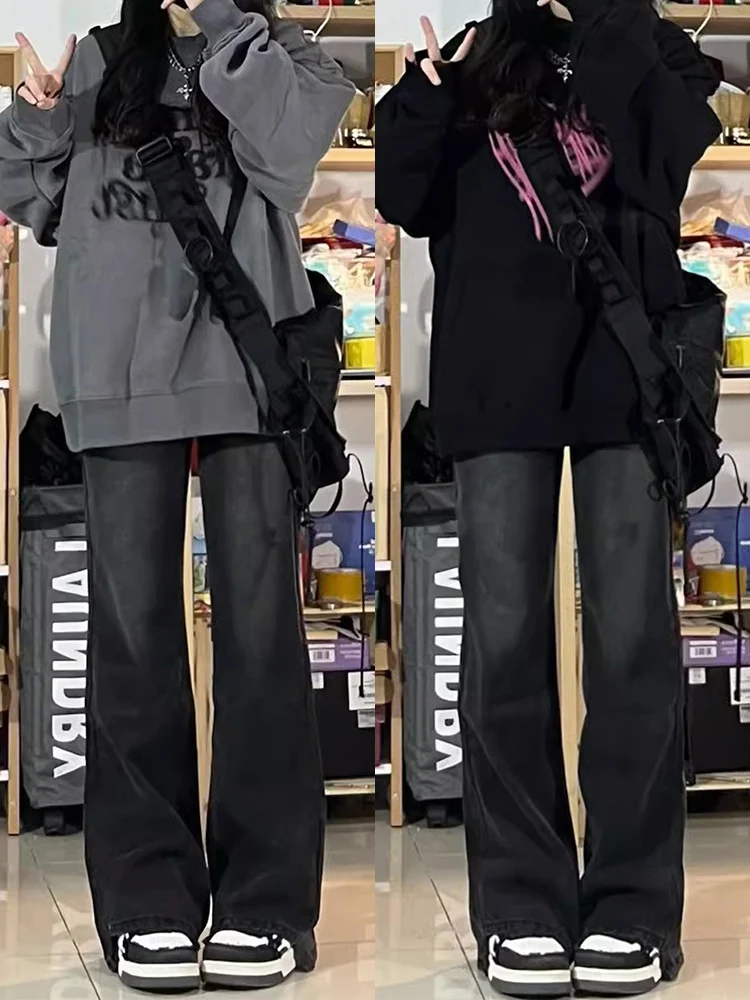 

High Waist Flared Jeans Women plus Size Fce Lined Straight Leg Autumn Winter Slimming Hip Covering Unique Jeans