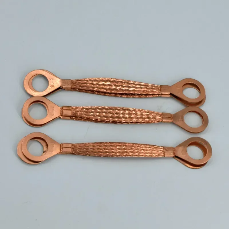 5PCS 6 square pure copper flange jumper anti-static  grounding wire connecting   braid