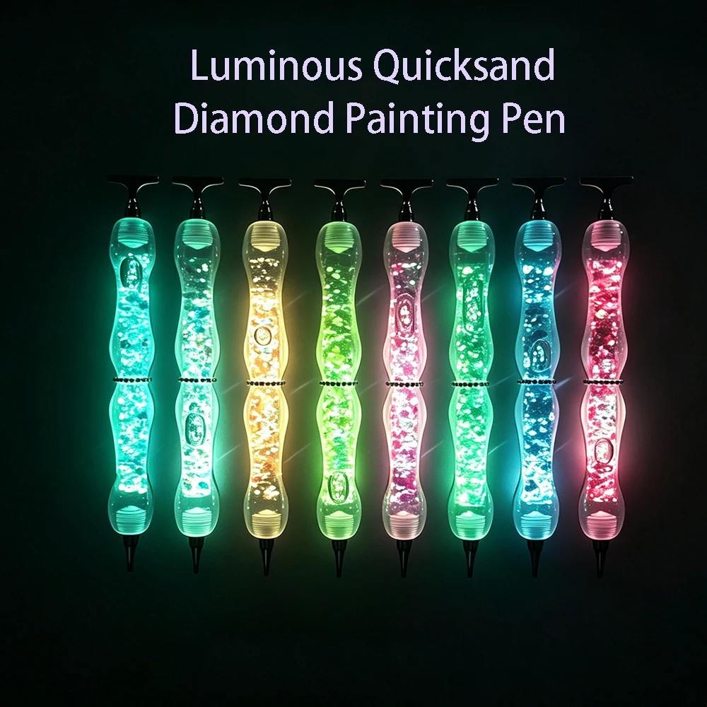 HOMFUN Shiny Luminous Quicksand Diamond Painting Pen，Color Embroidery Dot Drill Tool，Metal Screw Thread Tips Accessories view 3