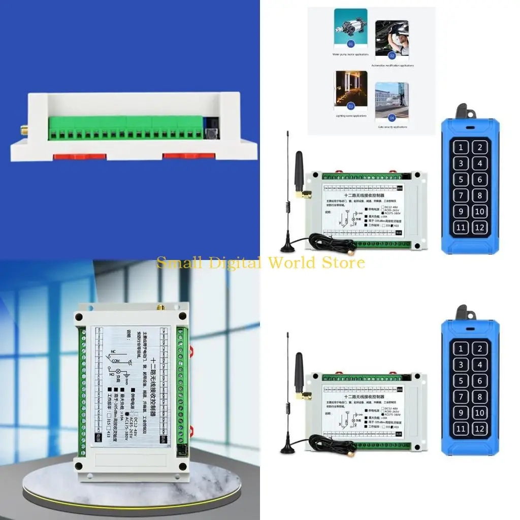 

77UB Беспроводной пульт дистанционного управления, реле 12 В-48 В, 12-канальный приемник, 12-кнопочный передатчик