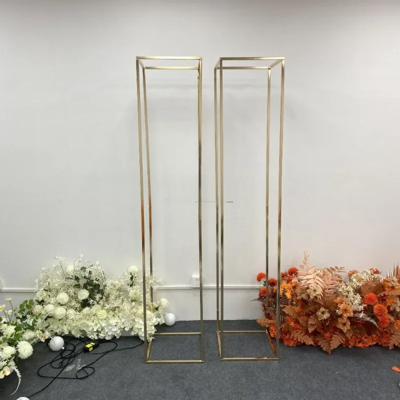 Gold Metal Arch Backdrop Square Flower Stand For Wedding Decoration