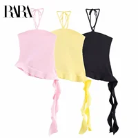RARA2025 nuevo verano mujer casual moda simple capas textura decorativa halter cuello chaleco top delgado sexy