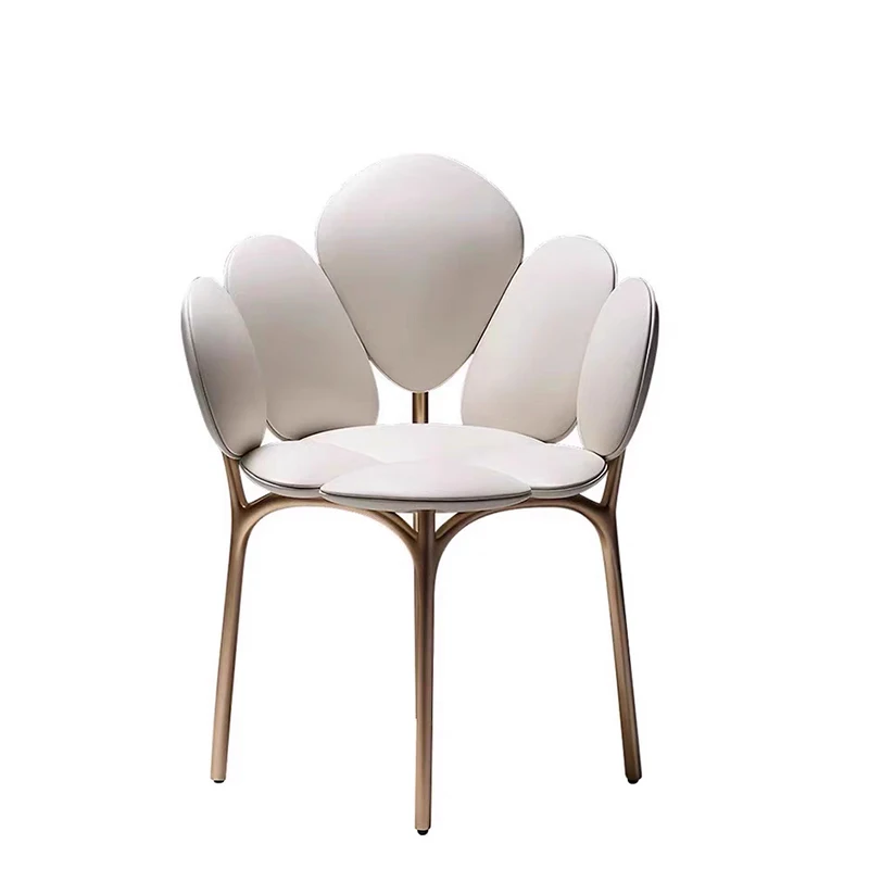 

Light luxury modern petal chair designer high-end backrest dining chair metal single special-shaped makeup leisure chair