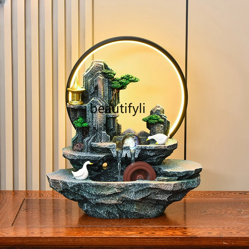 

Lucky Flowing Water Ornaments Circulating Water Fengshui Wheel Living Room Desktop Fortune Fengshui Ball Decoration