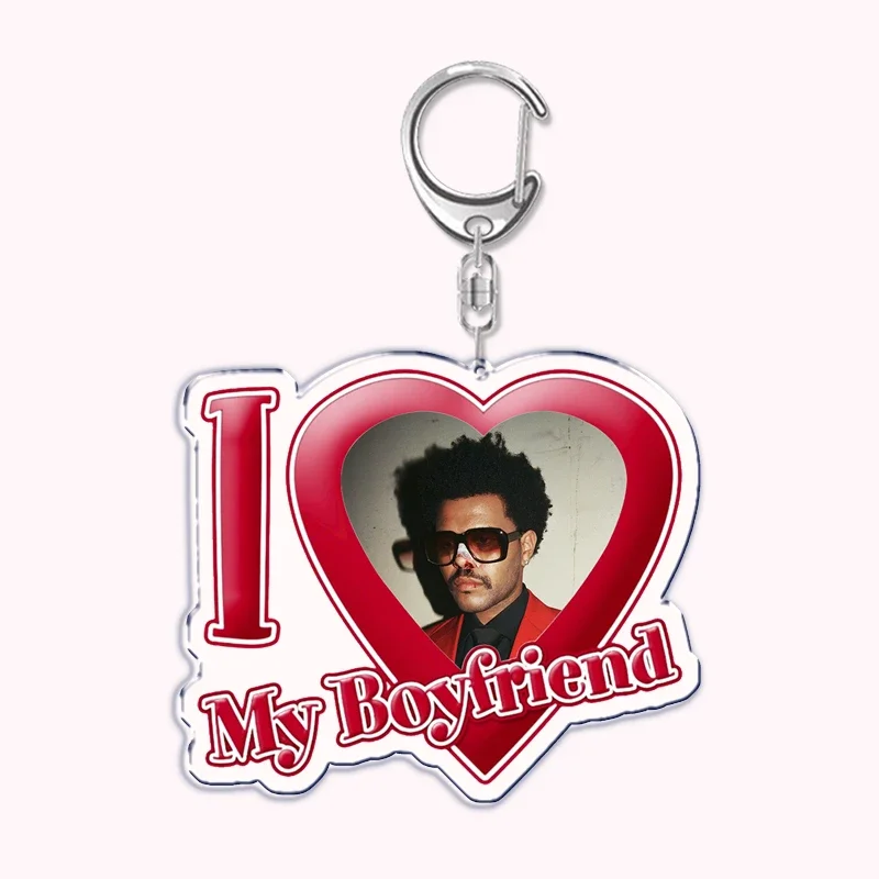 The Weeknd Singer Starboy I Love My Boyfriend Keychain for Women Accessories Key Chain Ring Keychains Custom Jewelry Fans Gifts