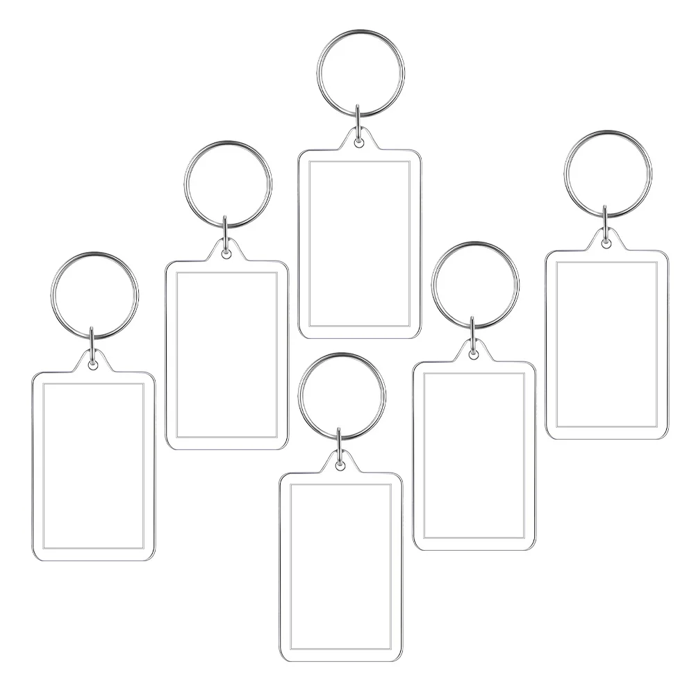 

6pcs Photo Frame Keychain Clear Acrylic Blank Insert Diy Picture Keyrings Memorial Keepsake Gift For Graduation Wedding Decor