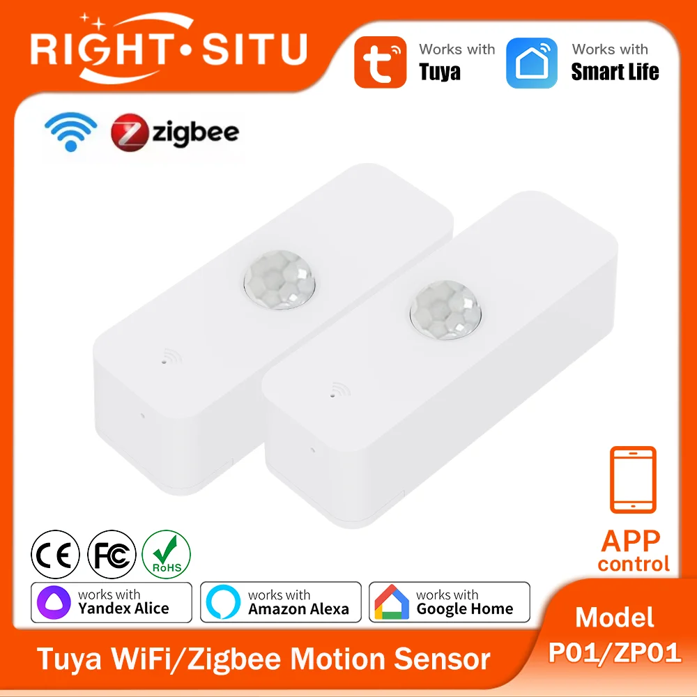 

Tuya WiFi Zigbee PIR Motion Sensor Zigbee Sensor APP Remote Control Works With Yandex Google Home SmartLife Alexa