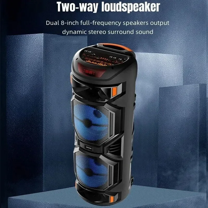 

Peak Power 1200W Super Large Outdoor Bluetooth Speaker 8 Inch Double Horn Subwoofer Portable Wireless Column Bass Sound with Mic