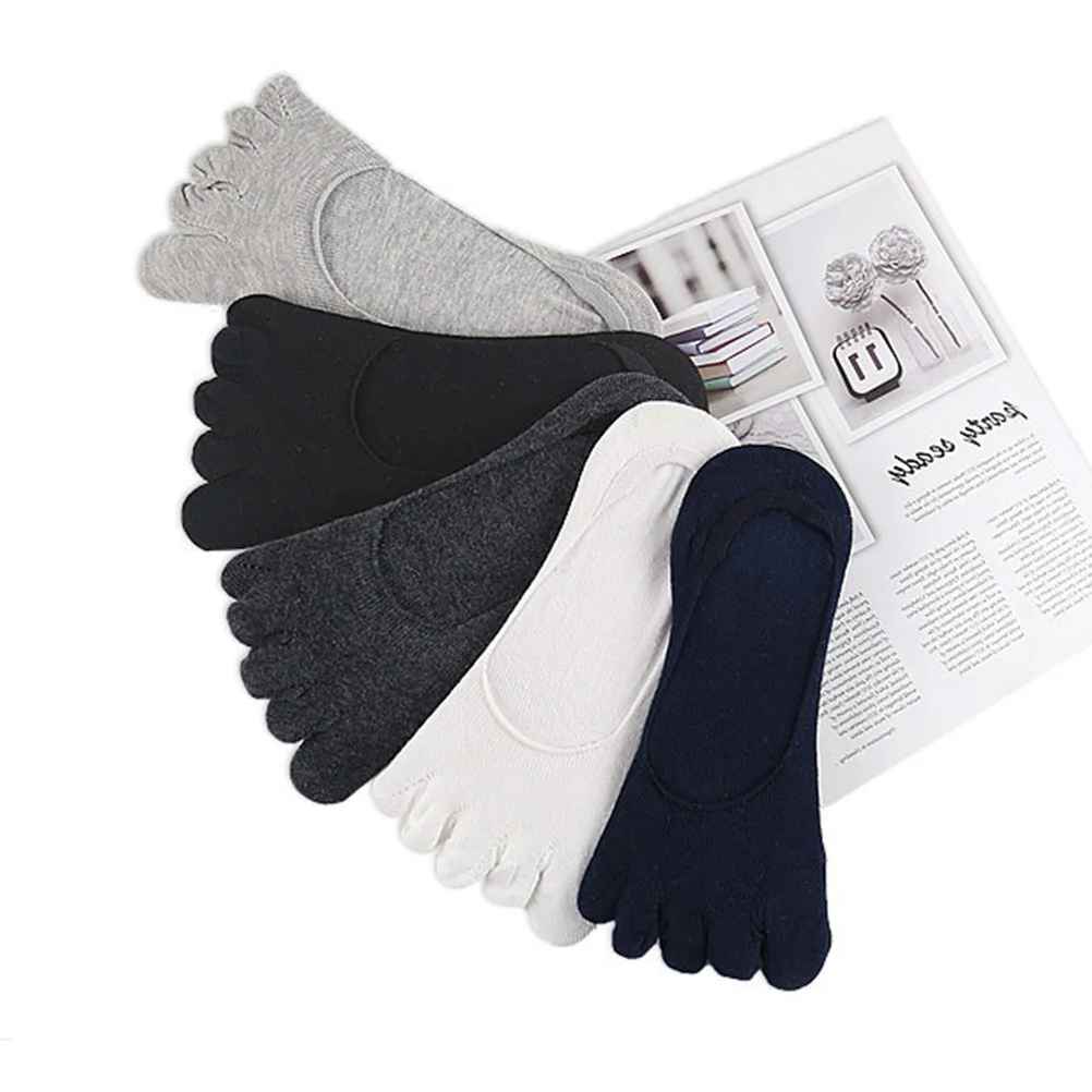 

5Pairs Five Toe Boat Socks Cotton Invisible Shallow Socks for Women Breathable Elastic Summer Students Mixed Colors