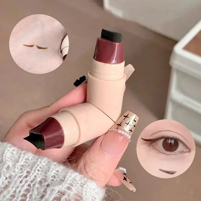 رؤوس مزدوجة كحل ختم أسود براون ماكياج عيون قالب أداة مقاوم للماء طويلة الأمد العين اينر تمديد كوميستيك #5