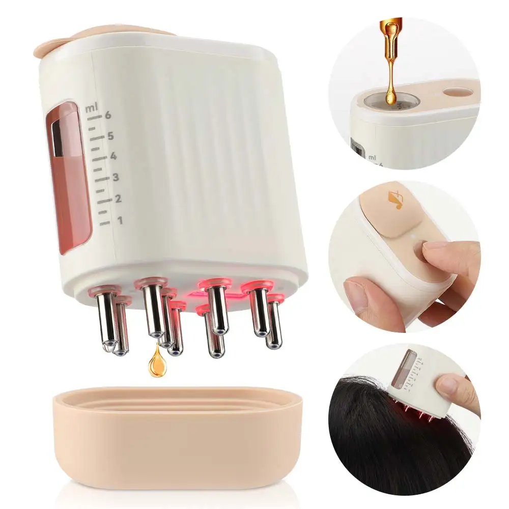 Electric Vibration Massage Comb Red Light Micro-current Essence Oil Applicator Promote Hair Growth Portable Head Massager