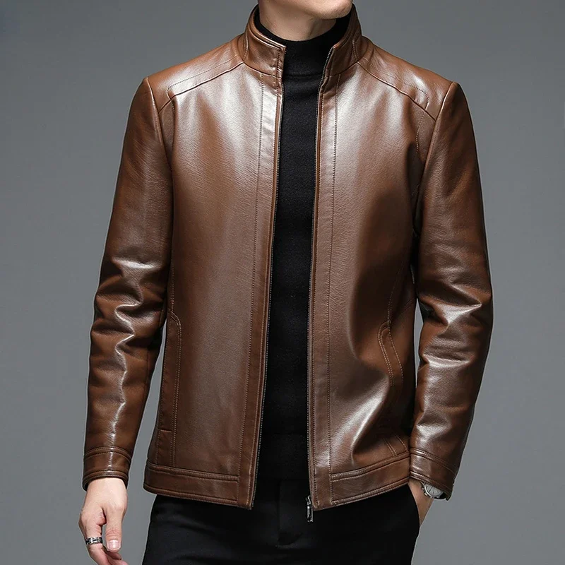 

Genuine Leather Jacket Men Clothing Spring Goatskin Jackets for Man Business Casual Thin Coats Jaqueta Masculina Couro Legitimo