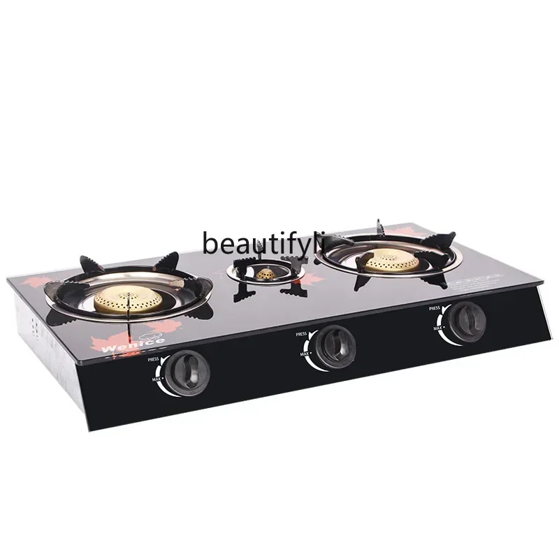 

smt61 Three-eye glass Desktop liquefied gas stove Gas stove Commercial gas stove Kitchenware