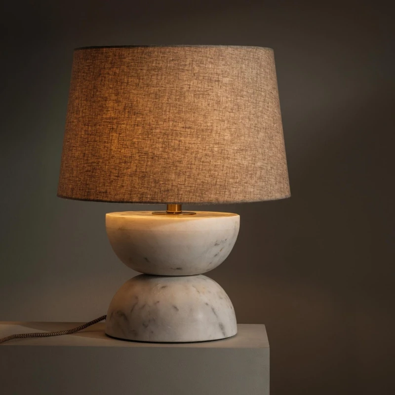 

Medieval silent wind natural travertine table lamp model room soft decoration hotel homestay study bedroom bedside lamp
