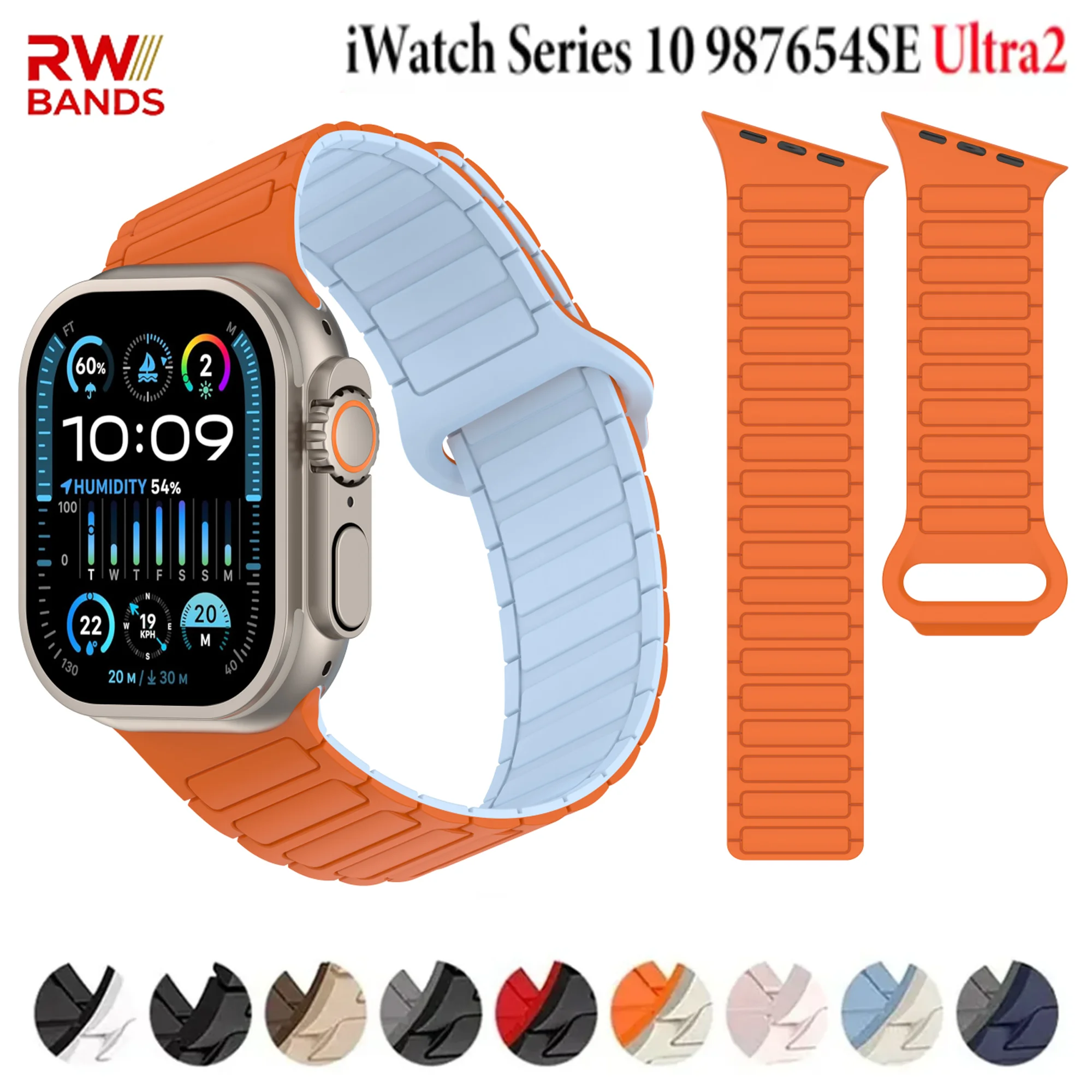 Silikon Magnetarmband für Apple Watch Armband Ultra 3 2 49mm 46mm 45mm 44mm 42mm 40 41mm Armband IWatch Series 11 10 9 8 7 6 SE