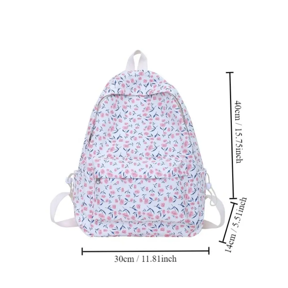 Korean Student School Backpack Floral White School Bags For Teenage Girls Cute Women\'s Backpack Brand Book Bag Nylon Rucksack