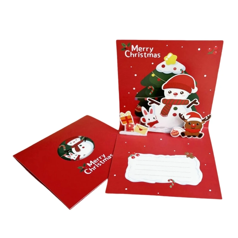 Luxurious Bear Snowman Christmas Cards Customizable Christmas 3D Greeting Card with Accent for Individualized Messages