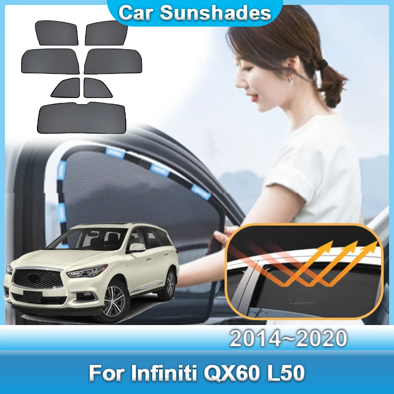 

Солнцезащитная сетка на окно автомобиля для Infiniti QX60 L50 MK1 2014~2020: шторка для конфиденциальности, защита от комаров и УФ-излучения, аксессуар для авто