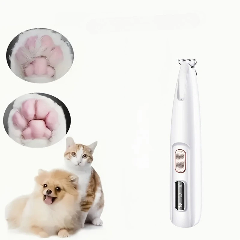 1 Tierpflege-Haarschneider, USB-aufladbarer geräuscharmer Hundepfoten-Trimmer, multifunktionaler Haarschneider mit LED-Licht