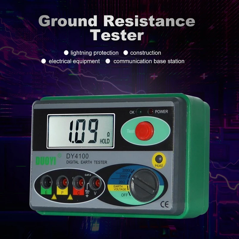 Doyi 0-2000 Ohm Earth Resistance Tester 0.01Ω Accuracy Digital Insulation Ground Resistance Meter Voltage Multimeter Megohmmeter