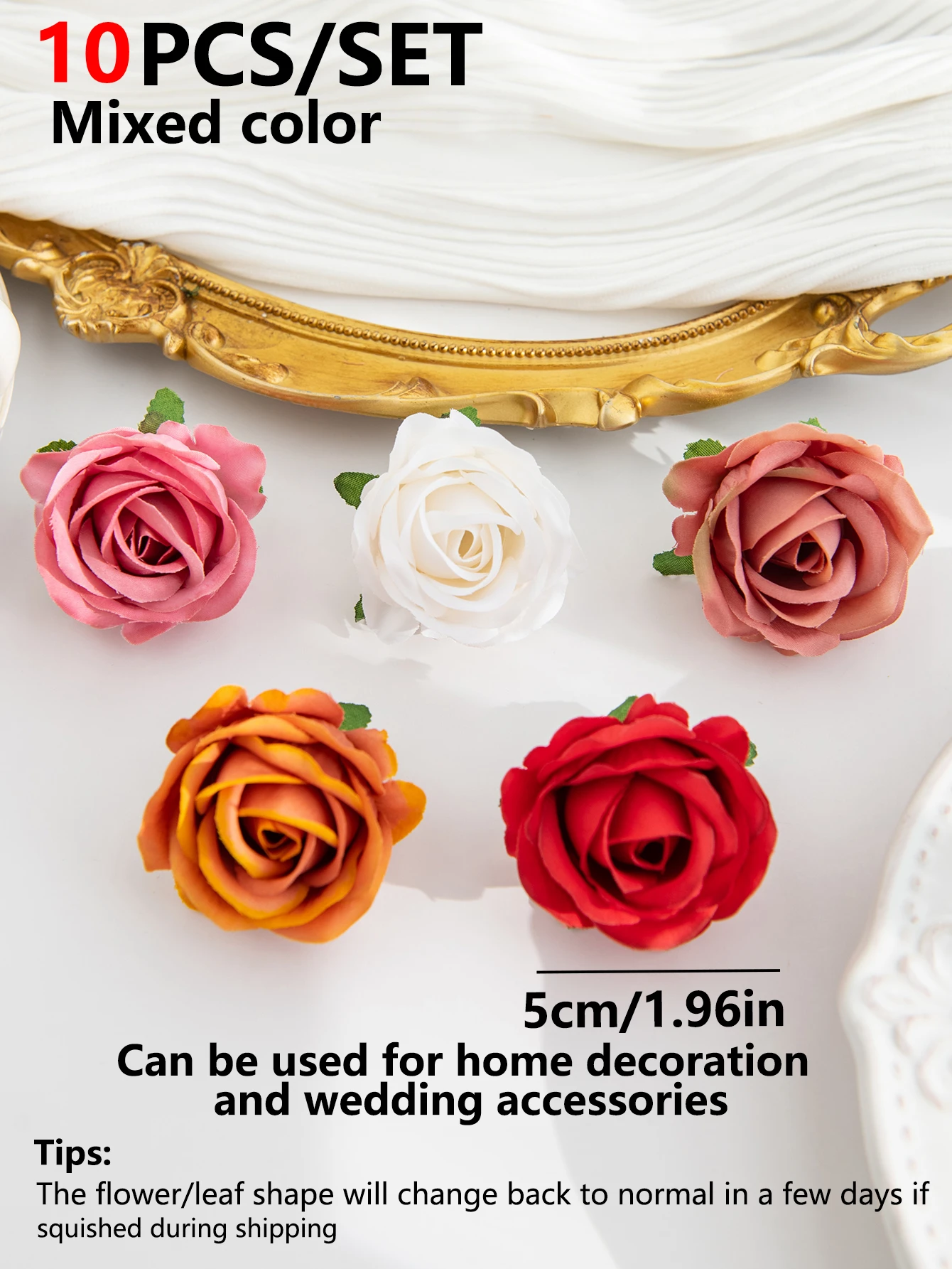 10 Stück künstliche Blumen, Seidenrosen, Scrapbooking, Hochzeit, Party, Outdoor, Garten, Zuhause, Raumdekoration, Festival, Kranz, Brautaccessoires – Detail 7