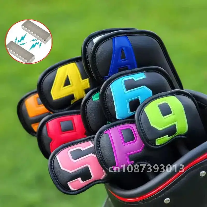 10Pcs Magnetic Golf Iron Wedge  High-end Golf Iron Head Cover Iron Head Cover cover 3-9 ASP 10pcs 6 colors Golf Accessories