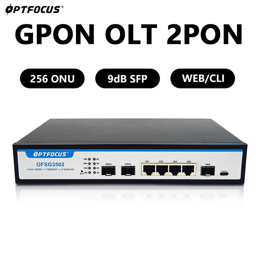 OPTFOCUS GPON OLT 2PON 10G Uplink C++ 9 дБ GBIC SFP 100-240 В переменного тока 12 В постоянного тока Поддержка питания 256 ONU MINI GPON OLT 2 порта OPTFOCUS GPON OLT 2PON 10G Uplink C++ 9 дБ GBIC SFP 100-240 В переменного тока 12 В постоянного тока Поддержка питания 256 ONU MINI GPON OLT 2 порта