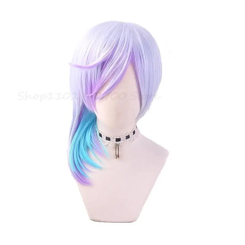 Paradox Live Cozmez Yatonokami Nayuta Wig Yatonokami Kanata Wig Short Hair Mixed Color Gradient Purple Cosplay Synthetic Hair