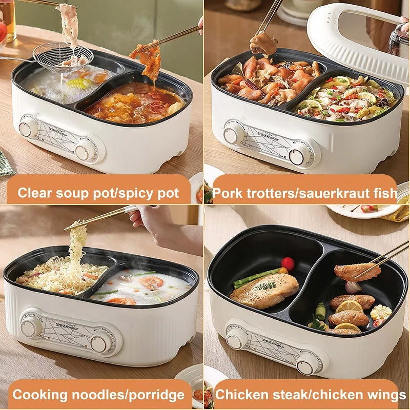 6L Large Capacity Yuanyang Electric Hot Pot Multi-function Pot Non-stick Electric Cooking Pot Electric Cooker Home Appliances