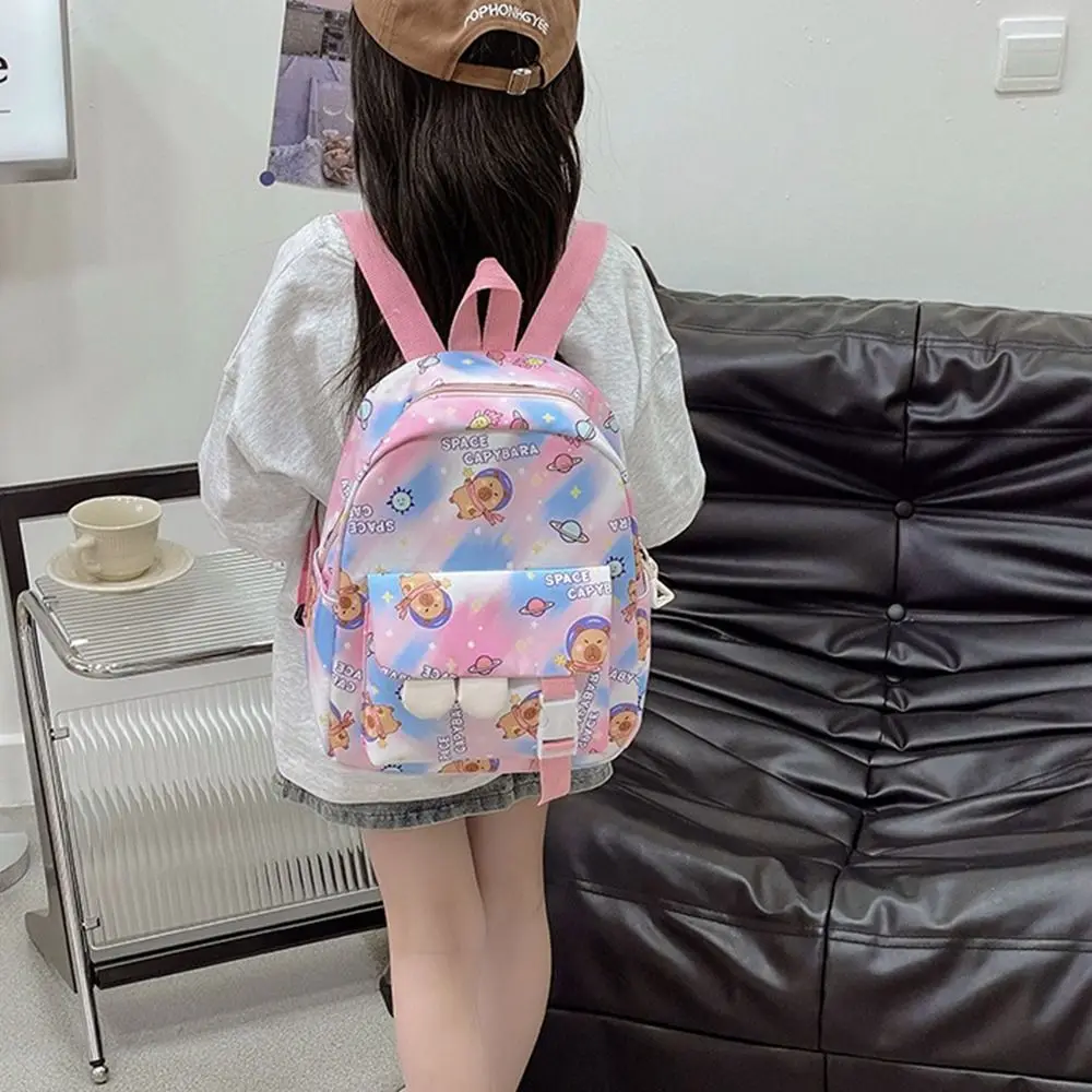 High Quality Nylon School Bags Capybara Large Capacity Kids Backbag Backpack Student