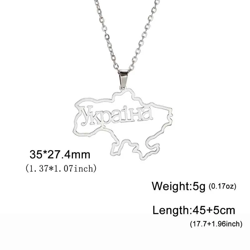 Mode Umriss Ukraine Karte Halskette Kette Halsband Hals Edelstahl Schmuck Ästhetische Halsketten Geschenke accesorios para mujer – Detail 39