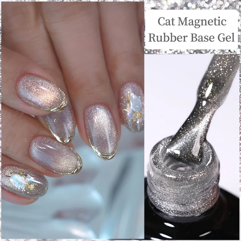 UR SUGAR 7ml Silver Glitter Cat Magnetic Rubber Base Gel Semi Permanent Soak Off UV LED UV Nail Art Varnish Construction Gel