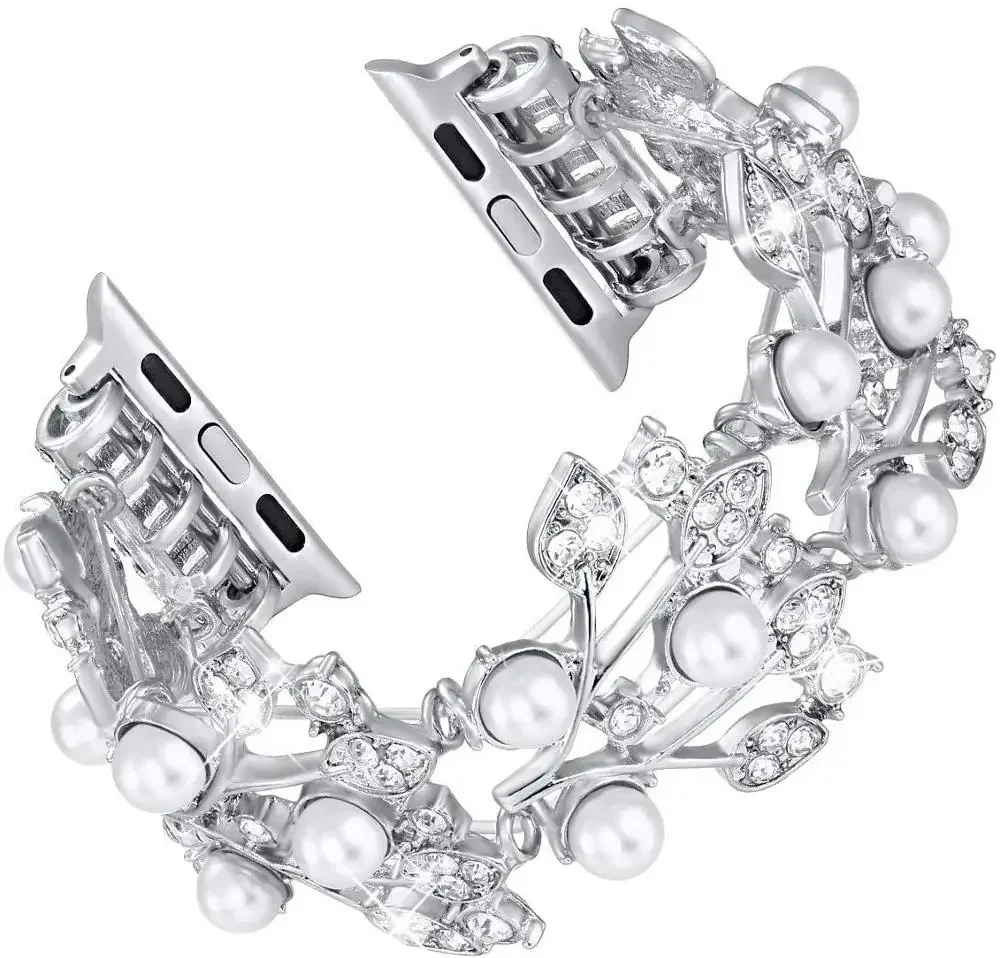 Jewelry strap for Apple Watch 10 9 8 7 Ultra 46mm 42mm 45mm 41mm Elastic Pearl Beaded Bracelet Wristband iWatch 6 5 SE 44mm 40mm