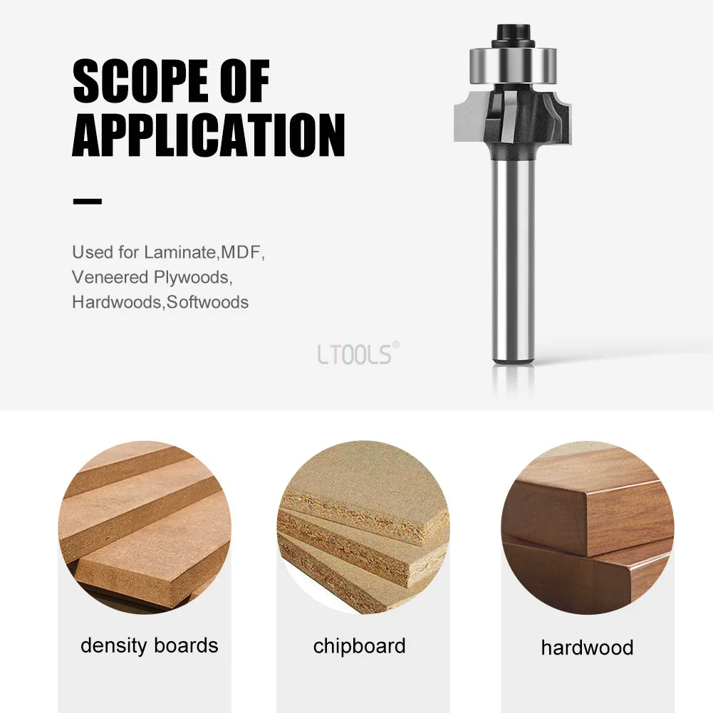Houtbewerking Frees R1.5 Afschuining 1/4 Handvat 4-Blade Filet Cutter Vier-tand Kantenverlijming Strip Arc trimmen Cutter
