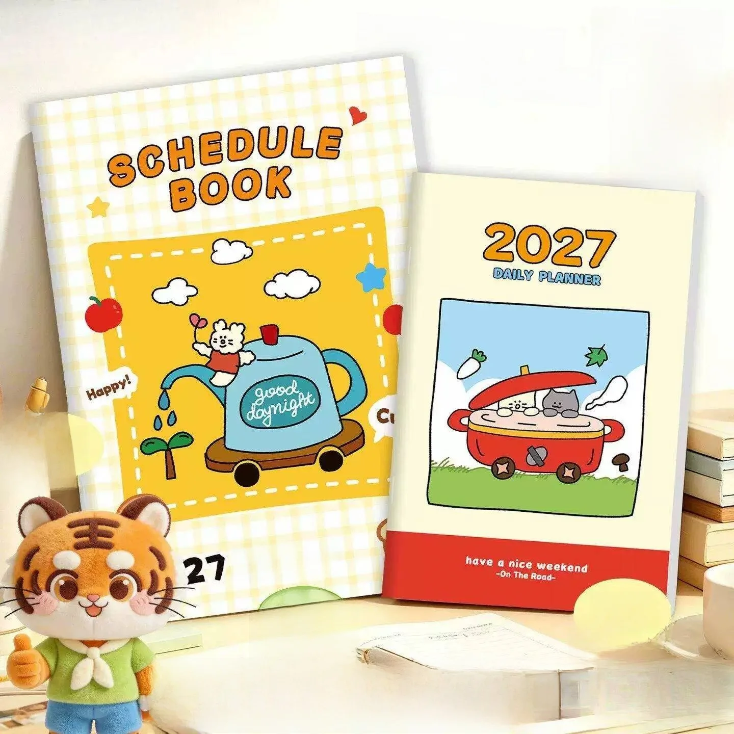 20262027 New Cartoon Daily Planner Work Efficiency Handbook Self-Discipline Clocking Notebook Time Management Calendar Notebook