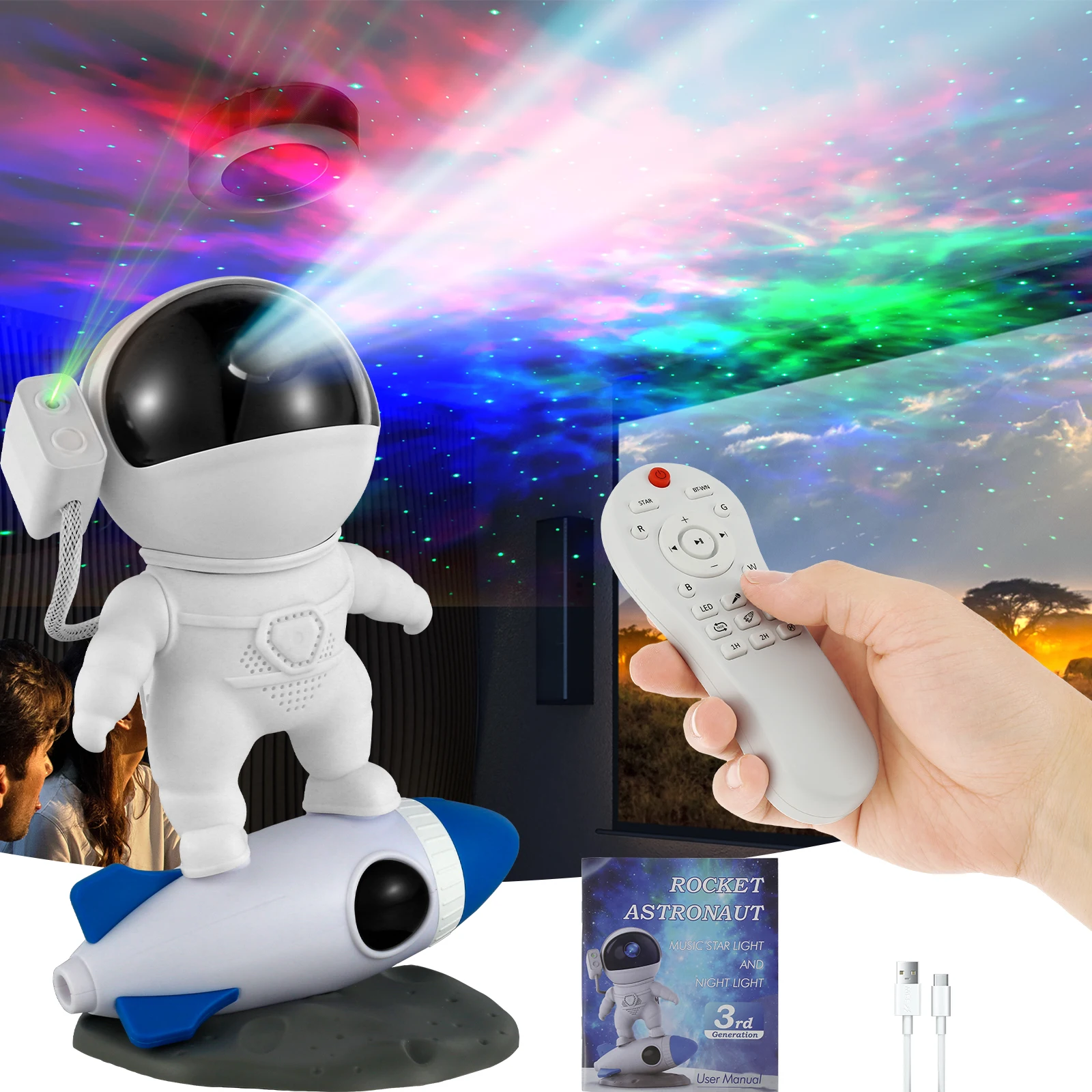 Astronaut Star Projector Remote and App Control Star Projection Night Light 3D Image Effect Nebula Galaxy Projector Cute