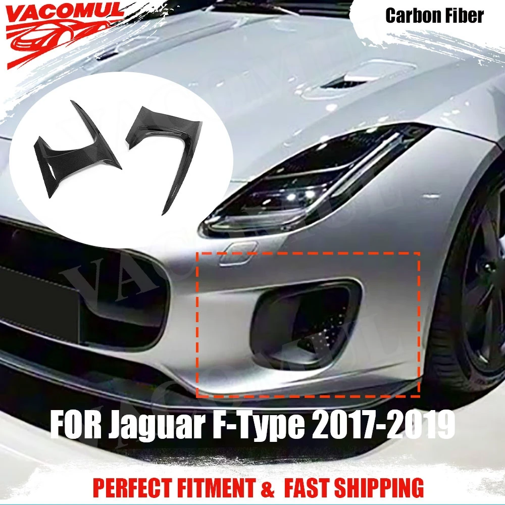 

VACOMUL Carbon Fiber Air Vent Trims Canards for Jaguar F-Type 2017-2019 Front Fog Headlight Fins Cover Exterior Accessories