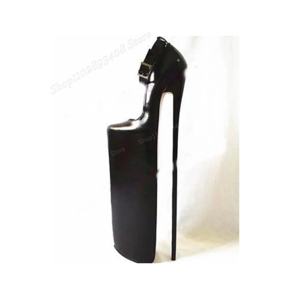 Black Super Platform Sexy Pumps 40cm Stiletto High Heel Pole Dance Matte Leather Women Shoes 2024 Sexy Zapatos Para Mujere