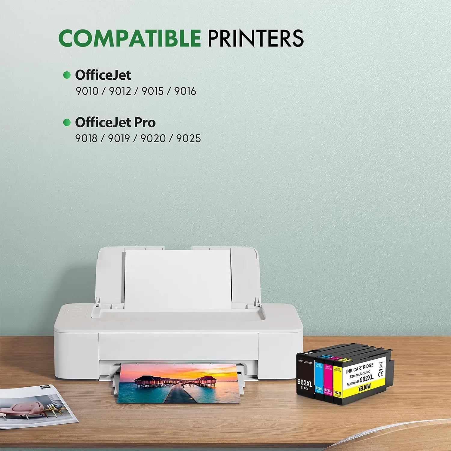 962XL Ink Cartridges Combo Pack High-Yield Compatible Replacement for HP 962 Ink Cartridges Black Cyan Magenta Yellow 4 Pack