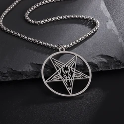 Classic Punk Goat Satan Round Pentagram Pendant Stainless Steel Necklace Amulet Jewelry Gift