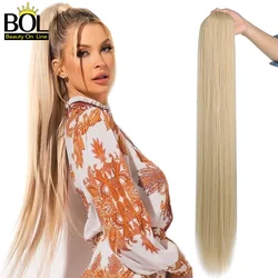 BOL Long Straight Ponytail Hair Extensions  Yaki Smooth Hair Synthetic Clip Ponytail Long Extensions Kanekalon Hair Clip 30Inch