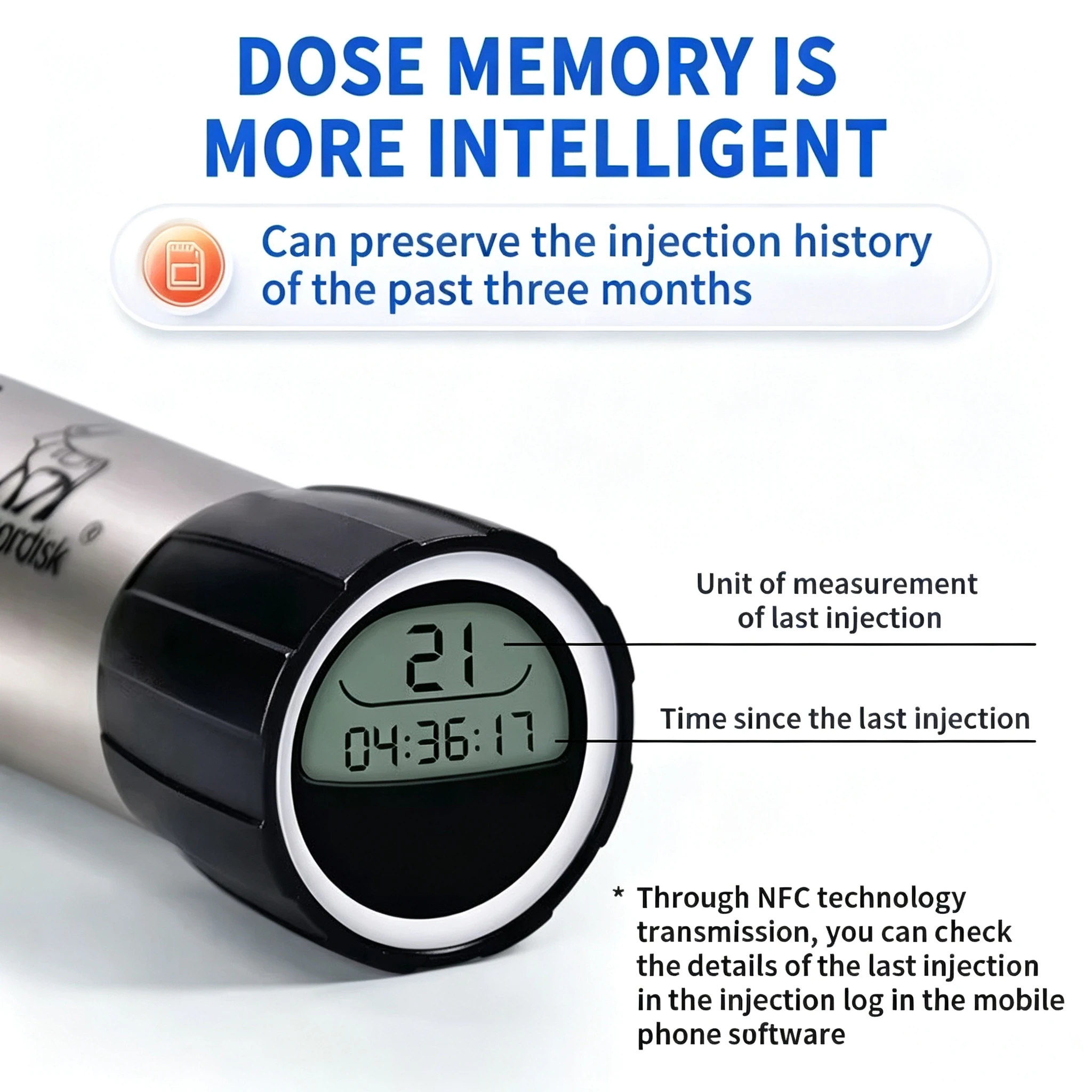 NovoPen 6 Digital Insulin Injection Pen with Dose Memory, Portable Diabetic Injector Compatible with Novo Nordisk Insulin