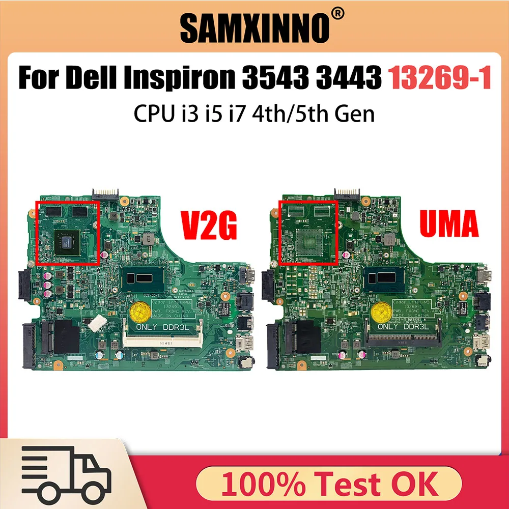 

Материнская плата для ноутбука DELL Inspiron 3542 3443 3543 5748 5749 с процессором Intel i3 i5 i7 4-го 5-го поколения GT820M 840M 13269-1