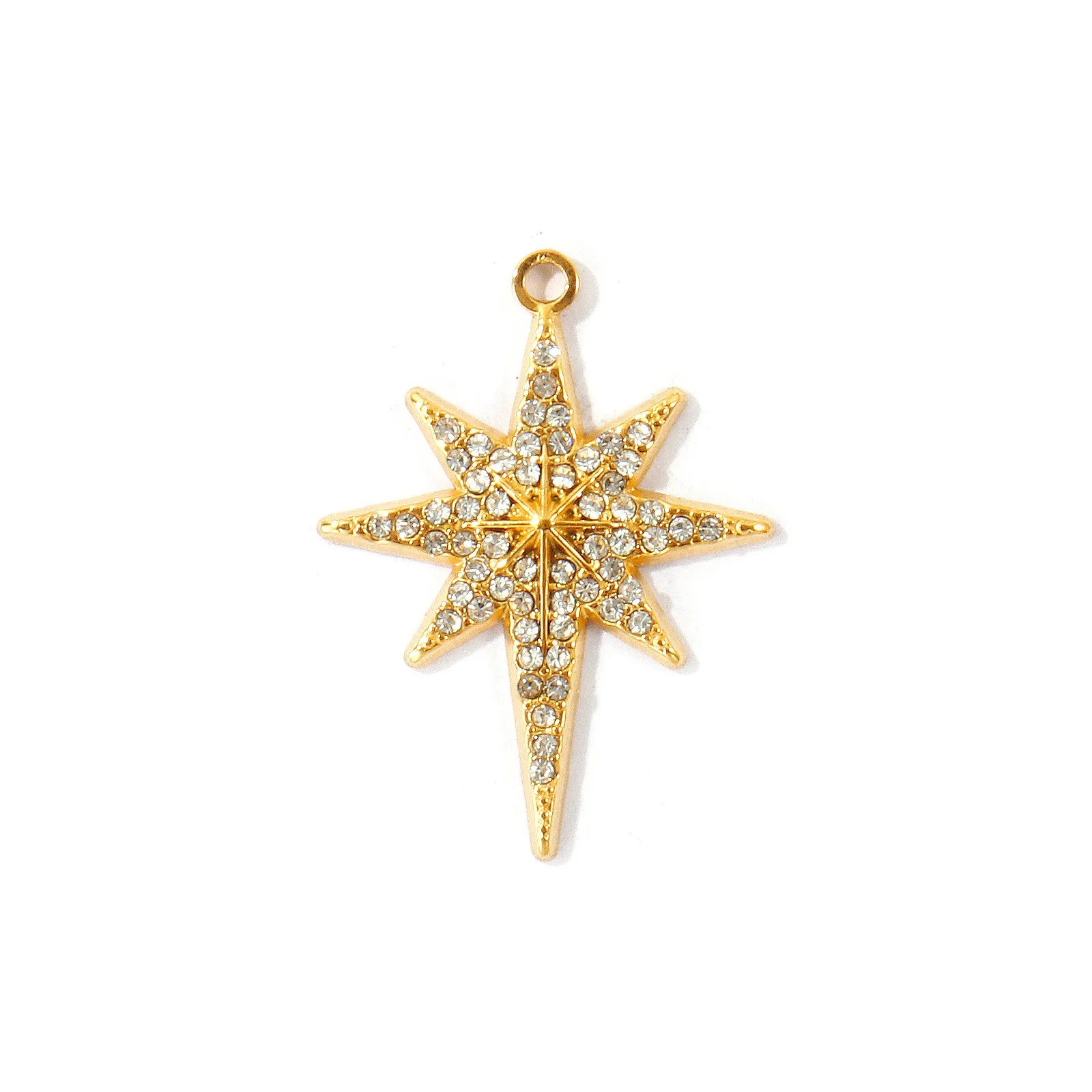 2 Stück Mikro-Pavé-Strass-Stern-Kolibri-Katzen-Anhänger aus 304 Edelstahl, 18K vergoldet, für DIY-Halsketten und Schmuckherstellung – Detail 4