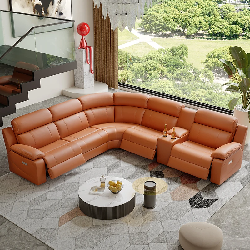 

Customized comfortable soft leather luxury living room cinema sofa modular recliner sofa set furniture