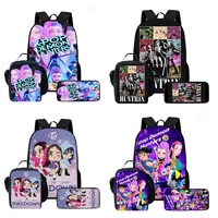 Mochila escolar infantil de dibujos animados k-po-p d-em-on Hunters con bolsas de almuerzo, bolsas de lápices para niños, mochilas escolares ligeras