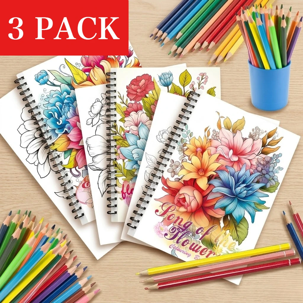 Ensemble de 3 livres de coloriage pour adultes - Design unique sur chaque page - Livres d'art de haute qualité, combinant l'art-thérapie et la formation à la pleine conscience